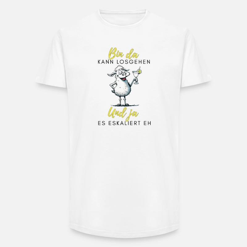 Bin da Und ja Partyschaf - Long Fit Männer T-Shirt - Weiß