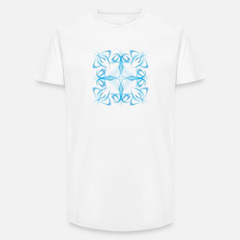 Delicate dynamic blue line pattern - Long Fit Men's T-Shirt - white