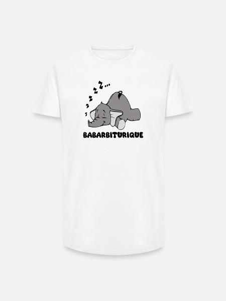 Sleeping Elephant with the title babarbituric - Long Fit Men's T-Shirt - white