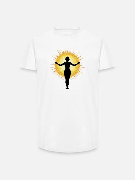 Woman embracing the sun - Long Fit Men's T-Shirt - white