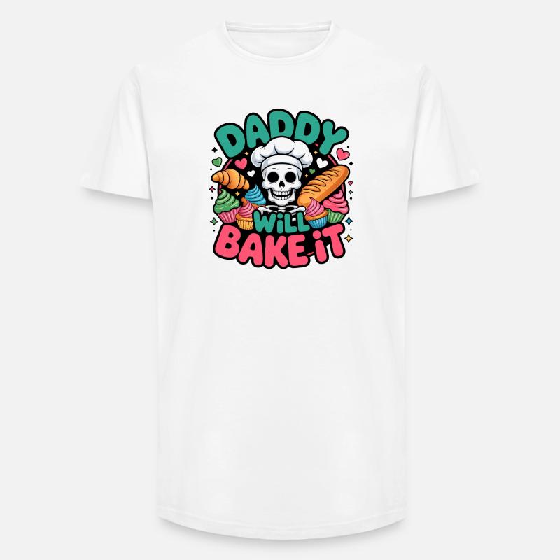 Daddy Will Bake It Skelettkoch - Long Fit Männer T-Shirt - Weiß