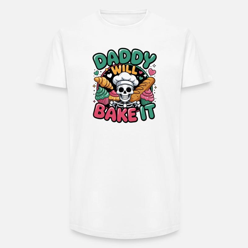 Daddy Will Bake It Skull Chef - Long Fit Männer T-Shirt - Weiß
