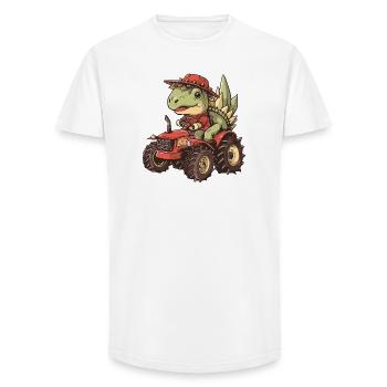 Dinosaur stegosaurus tractor farmer - Long Fit Men's T-Shirt - white - Front - AI Model Male 185 light (185cm)