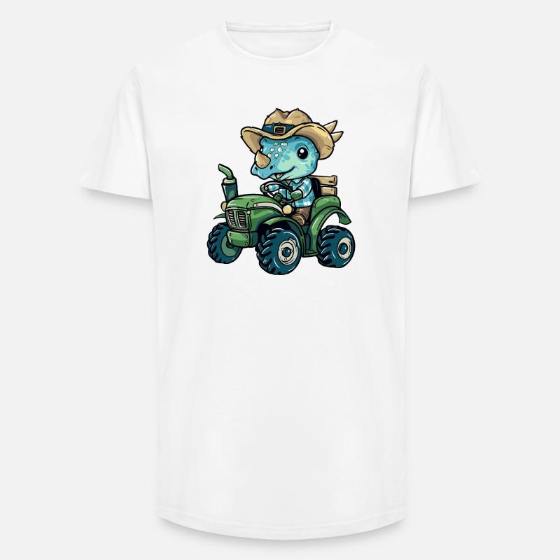 Dinosaurier triceratops Traktor Farmer - Long Fit Männer T-Shirt - Weiß