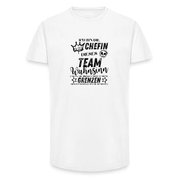 Leader of Team Madness – Sayings Design - Long Fit Men's T-Shirt - white - Front - AI Model Male 185 light (185cm)