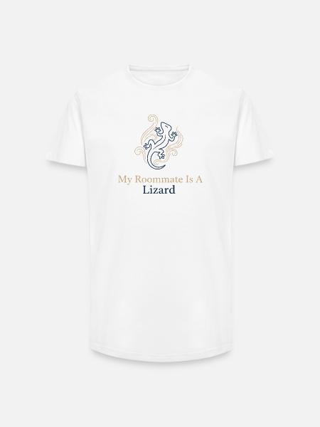 My roommate is a lizard - Long Fit Men's T-Shirt - white