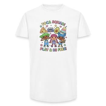 Playful Kids Design with Friends - Play and Be Free - Long Fit Men's T-Shirt - white - Front - AI Model Male 185 light (185cm)