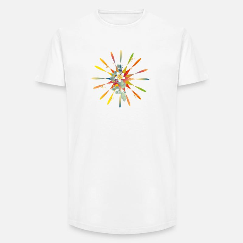 Strahlender Regenbogenstern mit exotischer Blüte - Long Fit Männer T-Shirt - Weiß