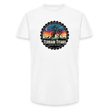 Terrain Titans MTB Sunset Dash - Long Fit Männer T-Shirt - Weiß - Vorne - AI Model Male 185 light (185cm)