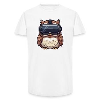 Cute Owl Tawny Owl Gamer Gamer Cartoon Virtual Re - Long Fit Men's T-Shirt - white - Front - AI Model Male 185 light (185cm)