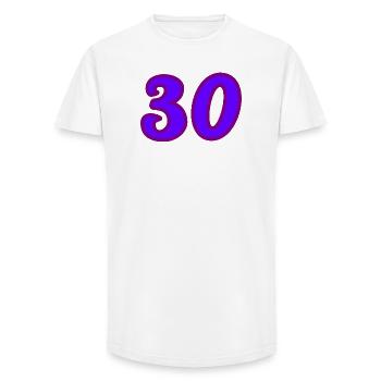 30. 30 YEARS. 30th ANNIVERSARY. 30 YEARS ANNIVERSARY. - Long Fit Men's T-Shirt - white - Front - AI Model Male 185 light (185cm)