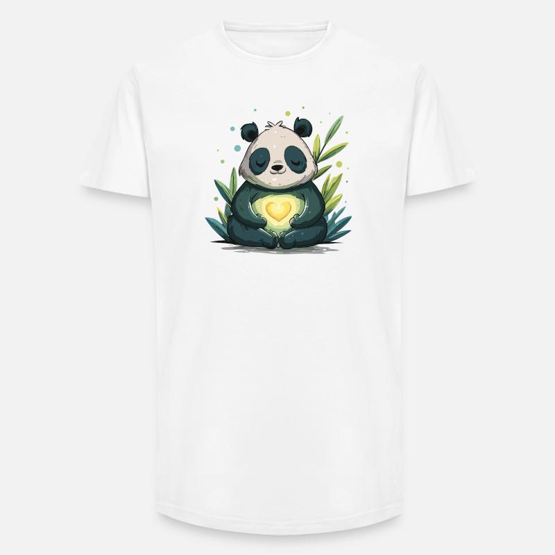 Panda Hjerte-lampe - Long fit herre T-shirt - hvid