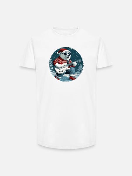Polar Bear Christmas Guitar Polar Bear - Long Fit Men's T-Shirt - white