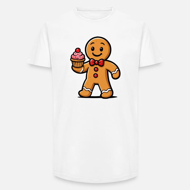 Lebkuchenmann Cupcake Cartoon - Long Fit Männer T-Shirt - Weiß