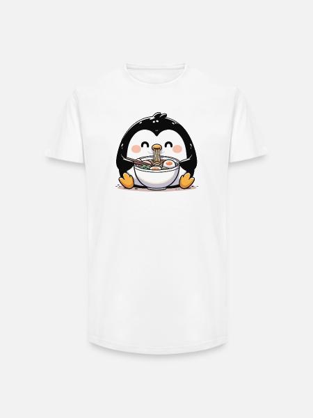 Penguin with noodles ramen kawaii penguin - Long Fit Men's T-Shirt - white