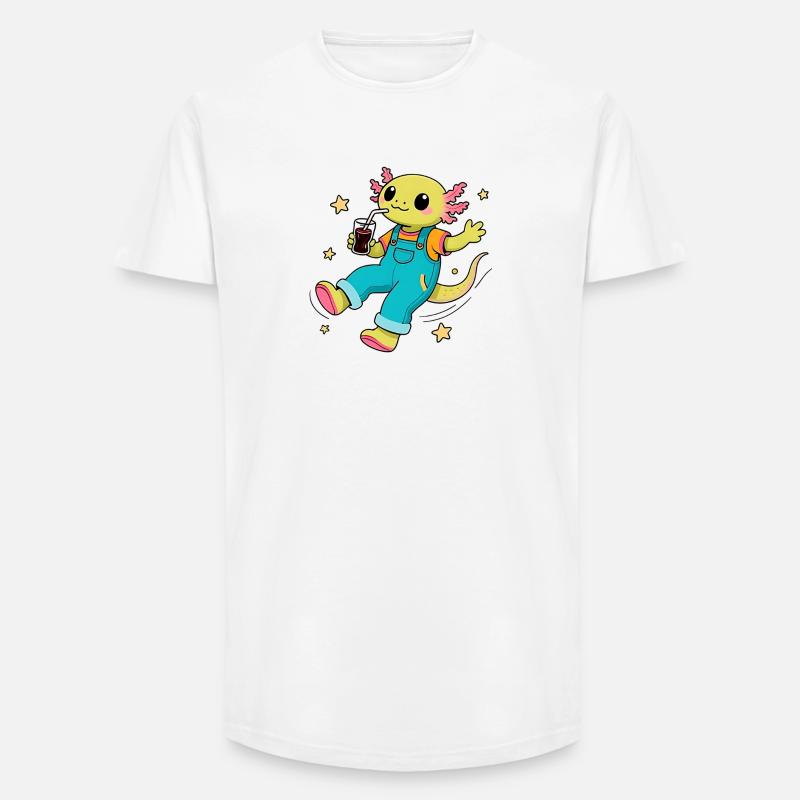 Glücklicher Axolotl, der im All schwebt - Long Fit Männer T-Shirt - Weiß