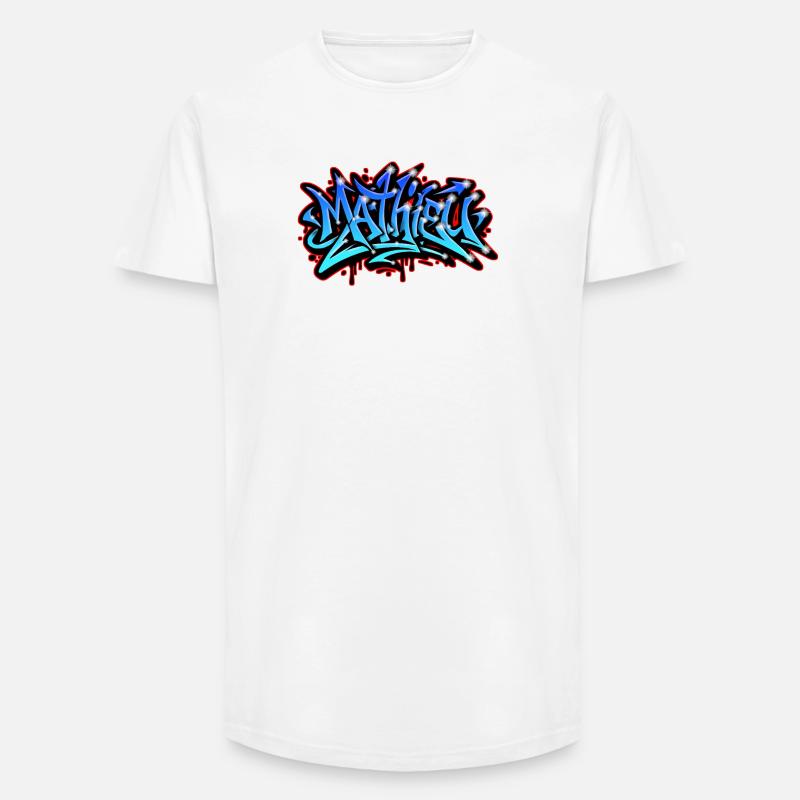 Mathieu Graffiti Neon imprimable sur textile  - T-shirt coupe longue homme - blanc