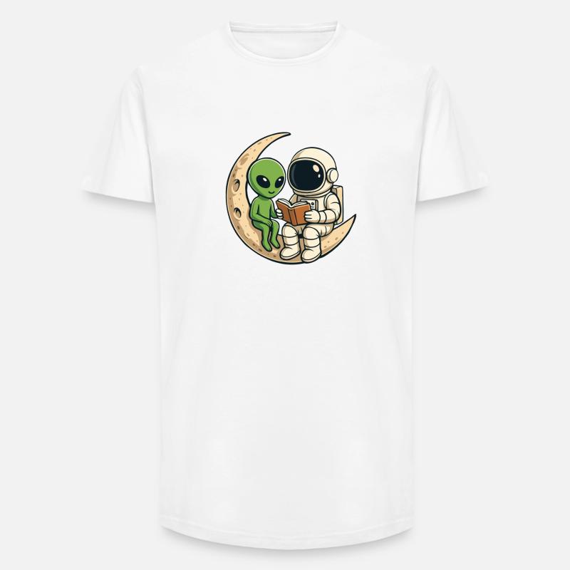Astronaut Alien Space Book Lover lesen - Long Fit Männer T-Shirt - Weiß