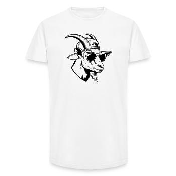 Une chèvre cool avec des lunettes de soleil et une casquette - T-shirt coupe longue homme - blanc - Devant - AI Model Male 185 light (185cm)