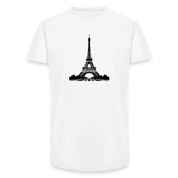 Eiffel Tower - The Soul of Paris – Steel Shadows - Long Fit Men's T-Shirt - white - Front - AI Model Male 185 light (185cm)