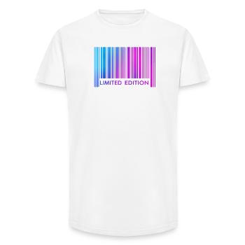 ÉDITION LIMITÉE - CODE-BARRES - T-shirt coupe longue homme - blanc - Devant - AI Model Male 185 light (185cm)