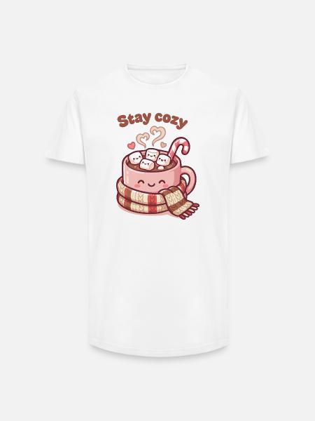 Stay Cozy Cocoa Mug - Long Fit Men's T-Shirt - white