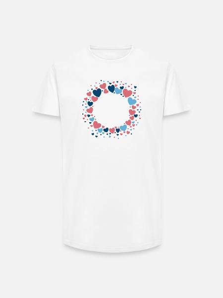 Herz Kranz Blau Rosa Blumenkranz - Long Fit Männer T-Shirt - Weiß