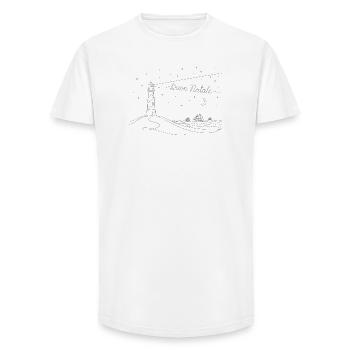 Phare de Noël de Buon Natale Mer + Plage - T-shirt coupe longue homme - blanc - Devant - AI Model Male 185 light (185cm)