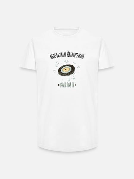 Mijn buren luisteren naar goede muziek – de mijne - Heren T-shirt met lange pasvorm - wit