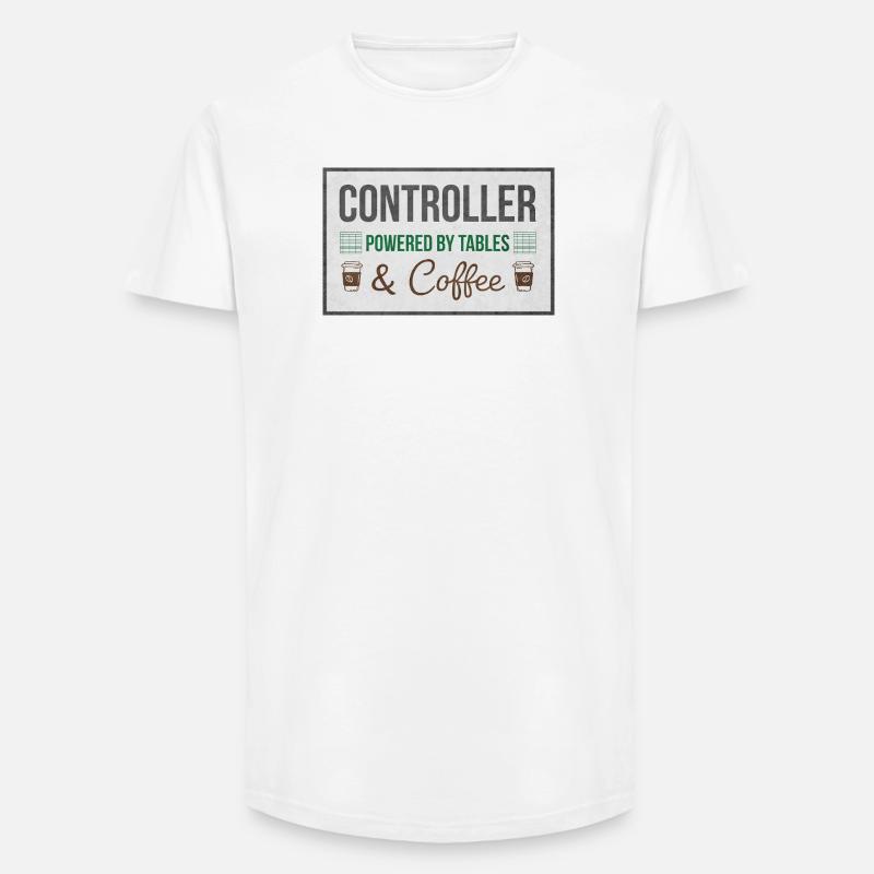 Controller Powered by Tables & Coffee - Long Fit Männer T-Shirt - Weiß