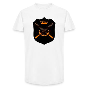 Cross Swords Crown Emblem - Long Fit Men's T-Shirt - white - Front - AI Model Male 185 light (185cm)