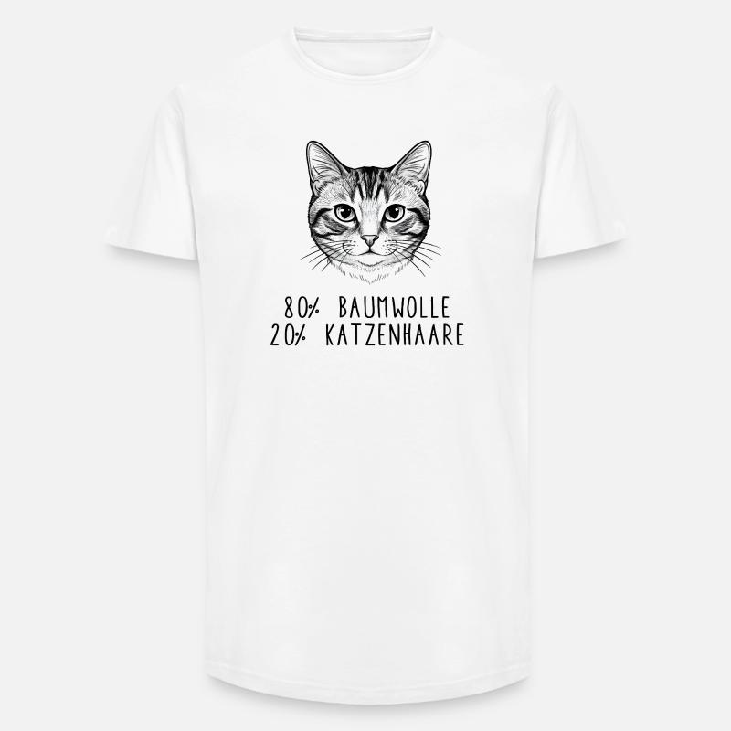 Witziges Katzenhaar Baumwolle Spruch Design - Long Fit Männer T-Shirt - Weiß