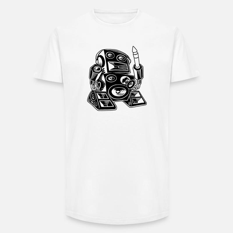 Techno-Robot - Long Fit Männer T-Shirt - Weiß