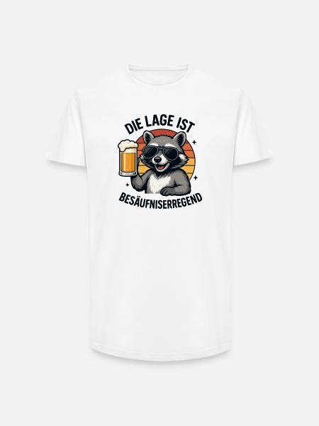 Raccoon Bierheld Sonnenbrille Waschbär bier - Long Fit Männer T-Shirt - Weiß