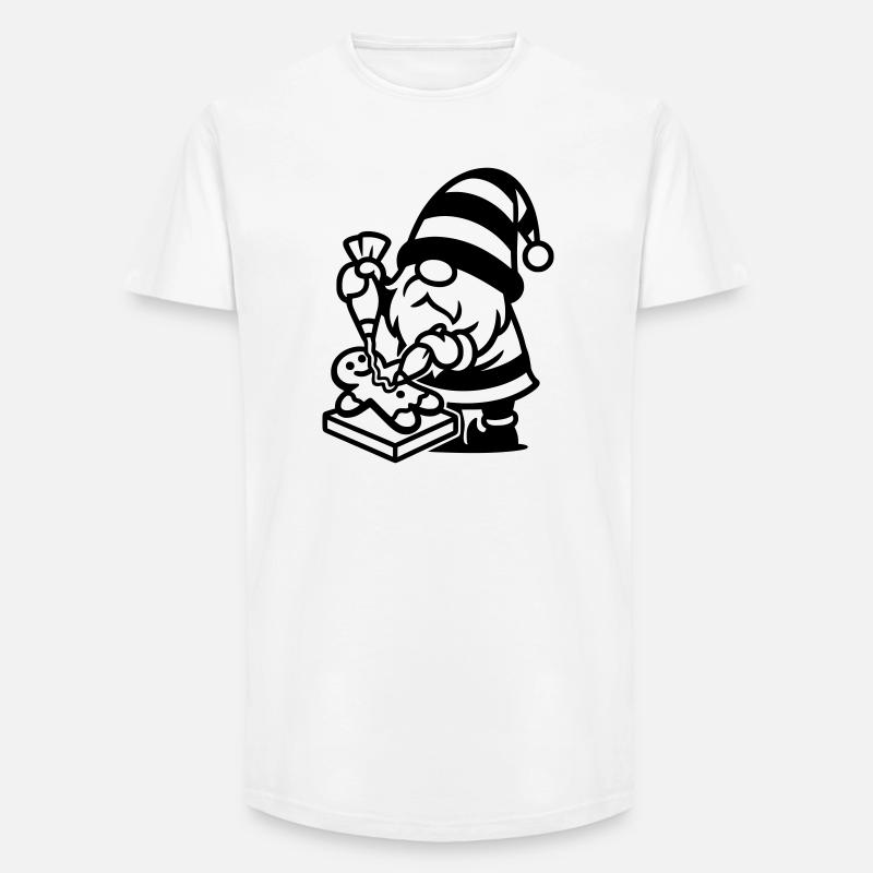 Gingerbread Baking Gnome - Long Fit Men's T-Shirt - white