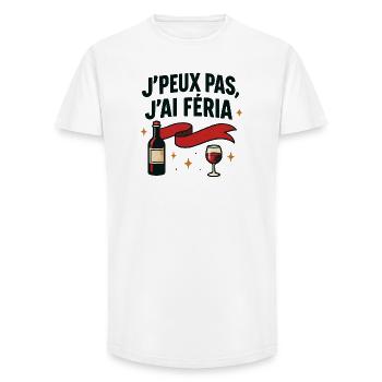 J'peux pas j'ai féria  - T-shirt coupe longue homme - blanc - Devant - AI Model Male 185 light (185cm)