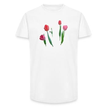 Tulipes - T-shirt coupe longue homme - blanc - Devant - AI Model Male 185 light (185cm)