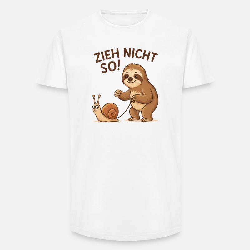 Don't pull like that! Sloth Snail - Long Fit Men's T-Shirt - white