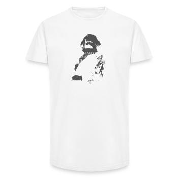 Citation de Karl Marx - T-shirt coupe longue homme - blanc - Devant - AI Model Male 185 light (185cm)