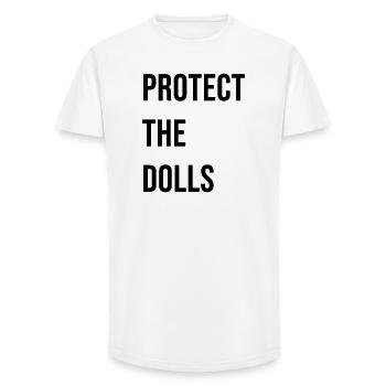 Protect_the_Dolls_- - Long Fit Men's T-Shirt - white - Front - AI Model Male 185 light (185cm)