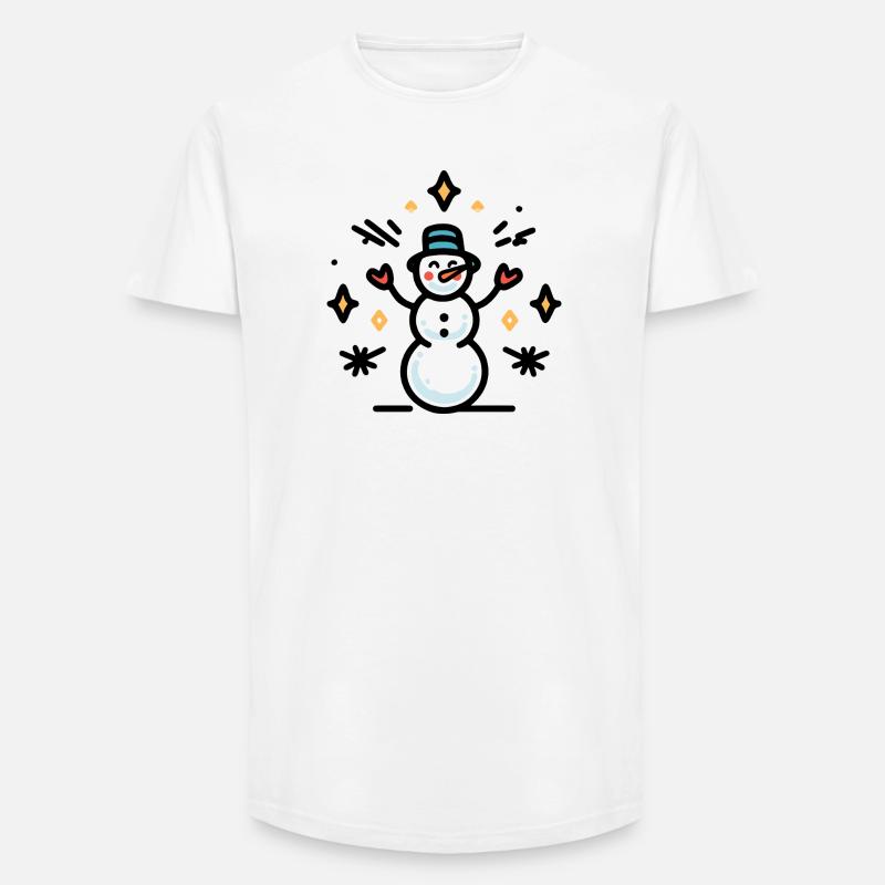 Schneemann mit Glitzerfunken - Long Fit Männer T-Shirt - Weiß
