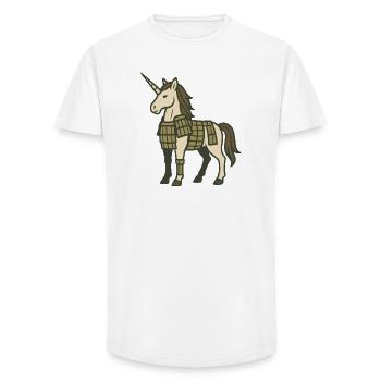 Samurai Armor Unicorn Warrior Fantasy Design - Long Fit Men's T-Shirt - white - Front - AI Model Male 185 light (185cm)
