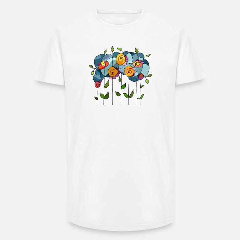 Blumen - Long Fit Männer T-Shirt - Weiß
