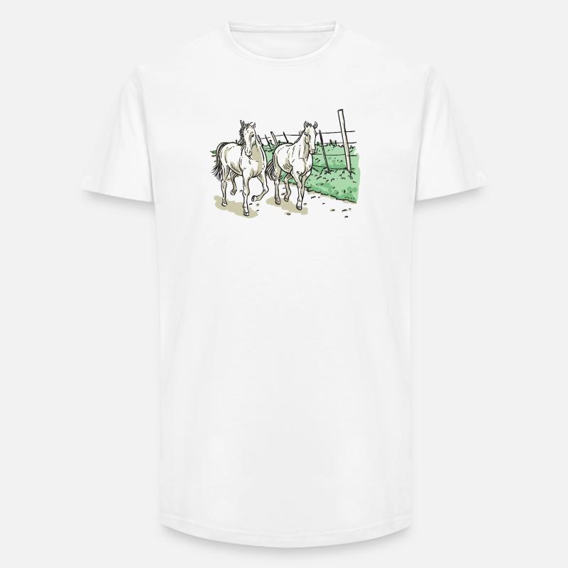 Zwei elegante Pferde - Long Fit Männer T-Shirt - Weiß