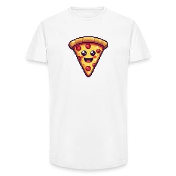 Pixel Pizza Smiling Slice - Long Fit Men's T-Shirt - white - Front - AI Model Male 185 light (185cm)