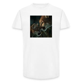 Mountain Lion Mother & Cub – Pure Love - Long Fit Men's T-Shirt - white - Front - AI Model Male 185 light (185cm)