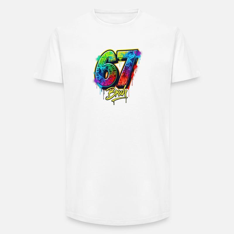 6 7 Meme – Graffiti Bruh Edition - Long Fit Männer T-Shirt - Weiß