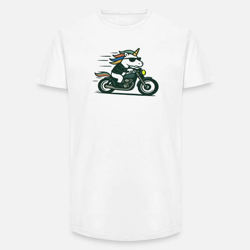 Fast Biker einhornfahrende Motorrad-Maskottchen-Kunst - Long Fit Männer T-Shirt - Weiß