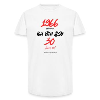 1966 geboren – immer noch 30, 60. Geburtstag - Long Fit Männer T-Shirt - Weiß - Vorne - AI Model Male 185 light (185cm)