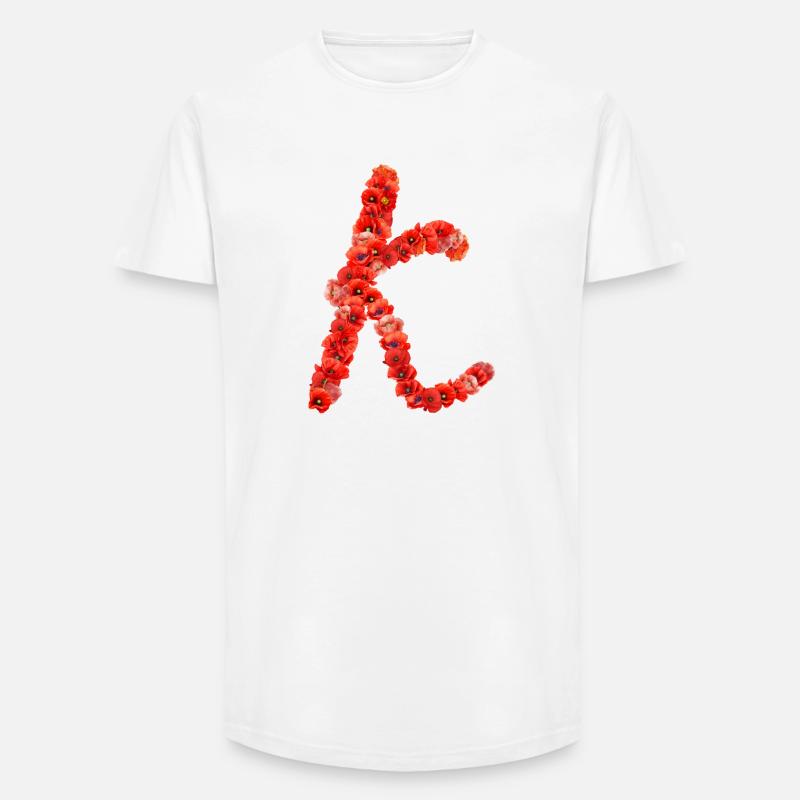 Initial K aus Mohnblumen - Long Fit Männer T-Shirt - Weiß